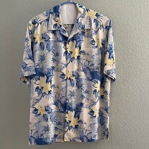 Tommy Bahama Blue and Cream Hawaiian Shirt